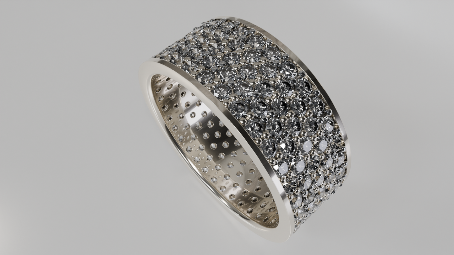 Wide Diamond Pave Band Ring