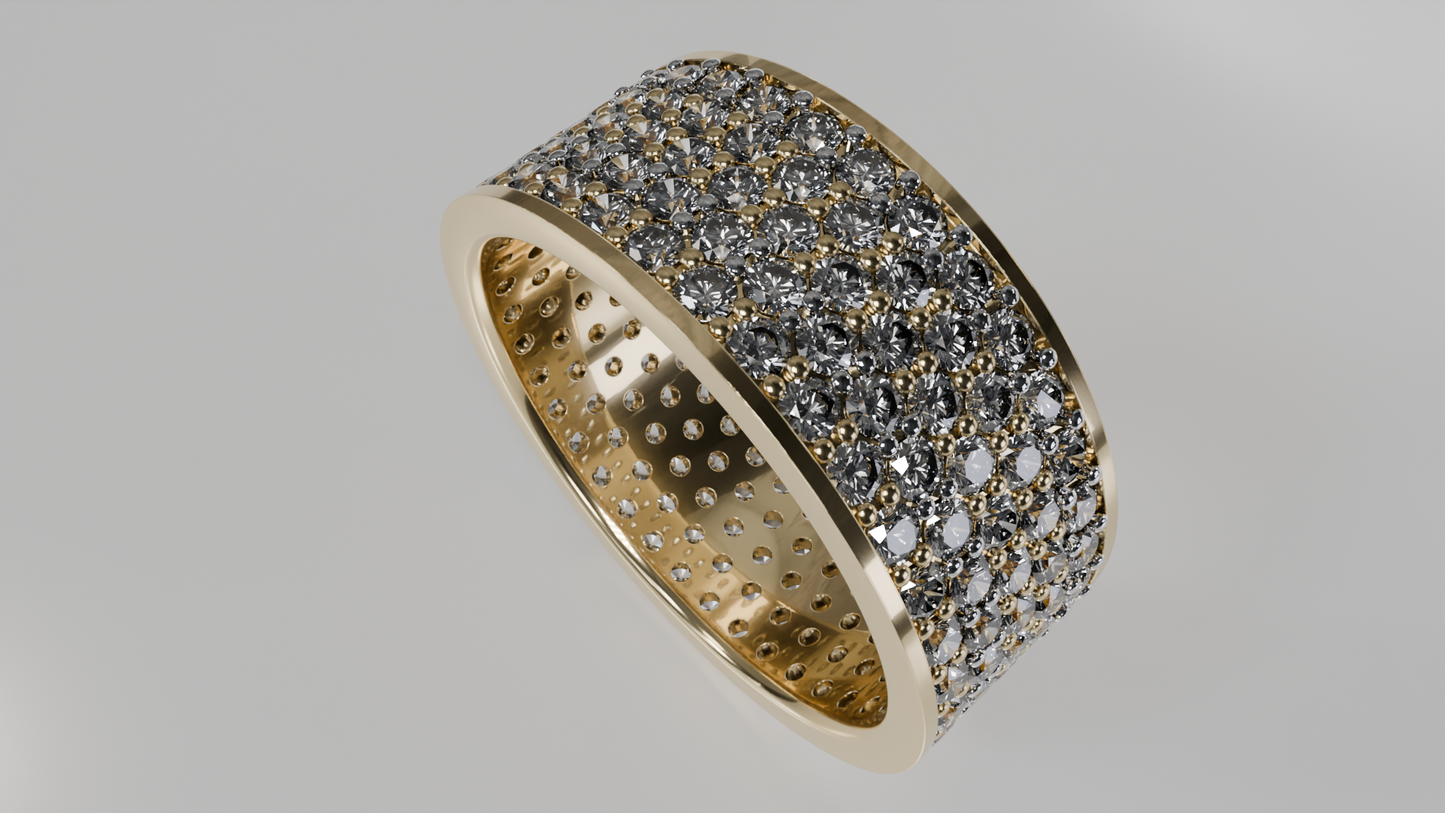 Wide Diamond Pave Band Ring