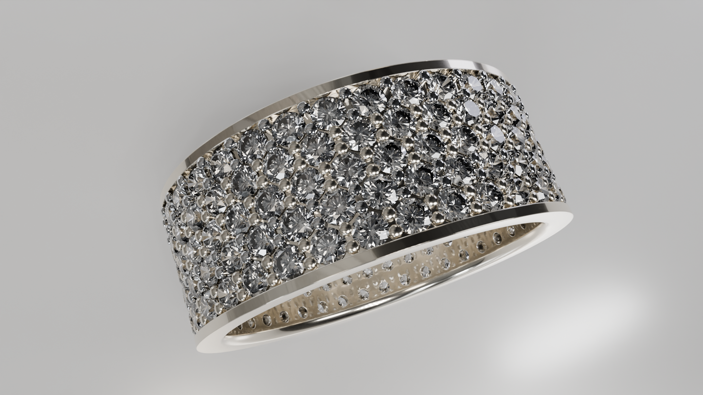 Wide Diamond Pave Band Ring