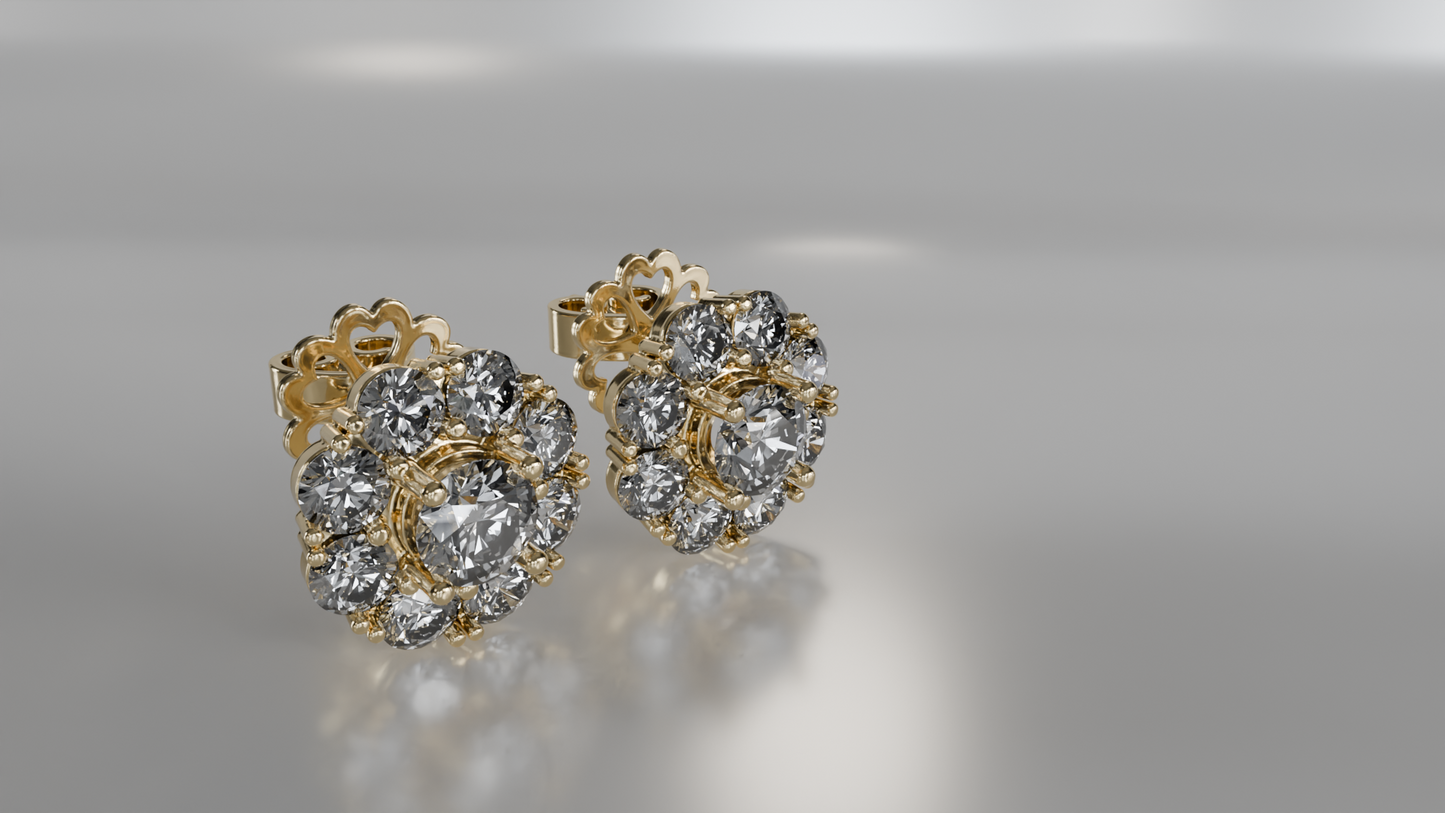 Starlight Cluster: Diamond Halo Earrings