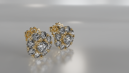 Starlight Cluster: Diamond Halo Earrings