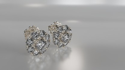 Starlight Cluster: Diamond Halo Earrings