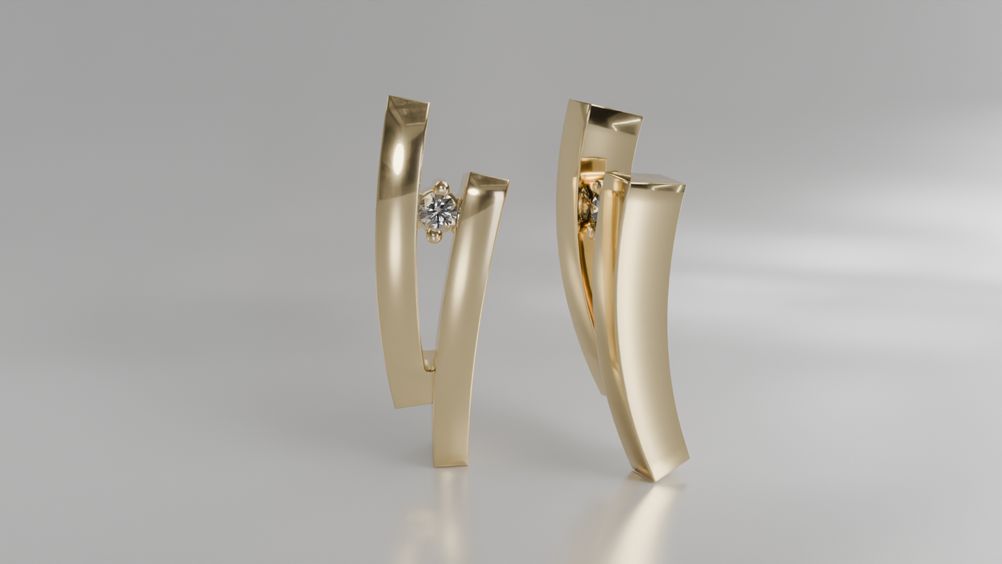 Modern Sculptural Diamond Earrings