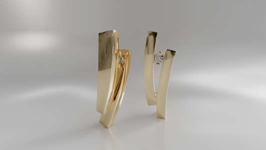 Modern Sculptural Diamond Earrings