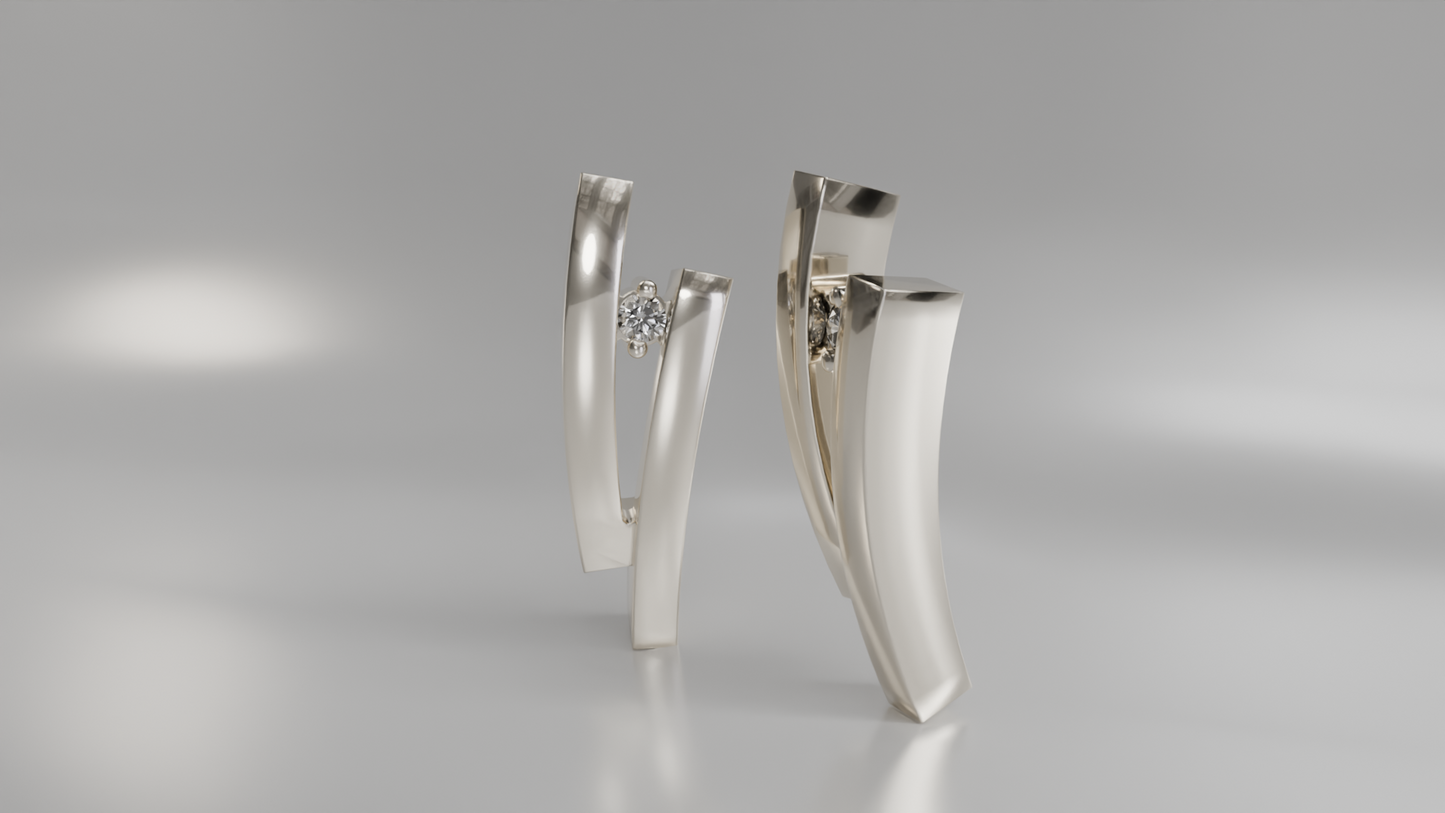 Modern Sculptural Diamond Earrings