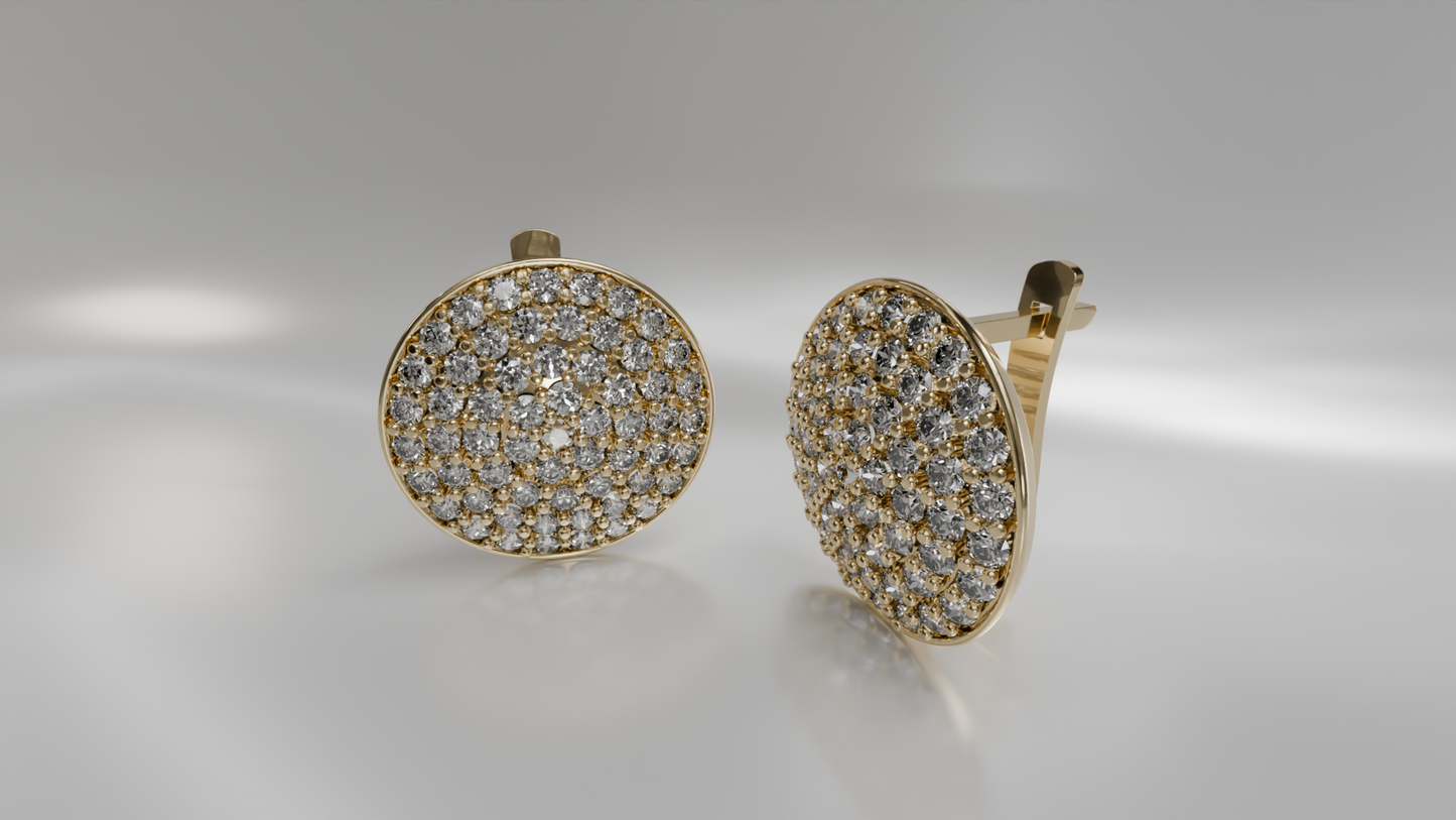 Diamond Pave Button Earrings