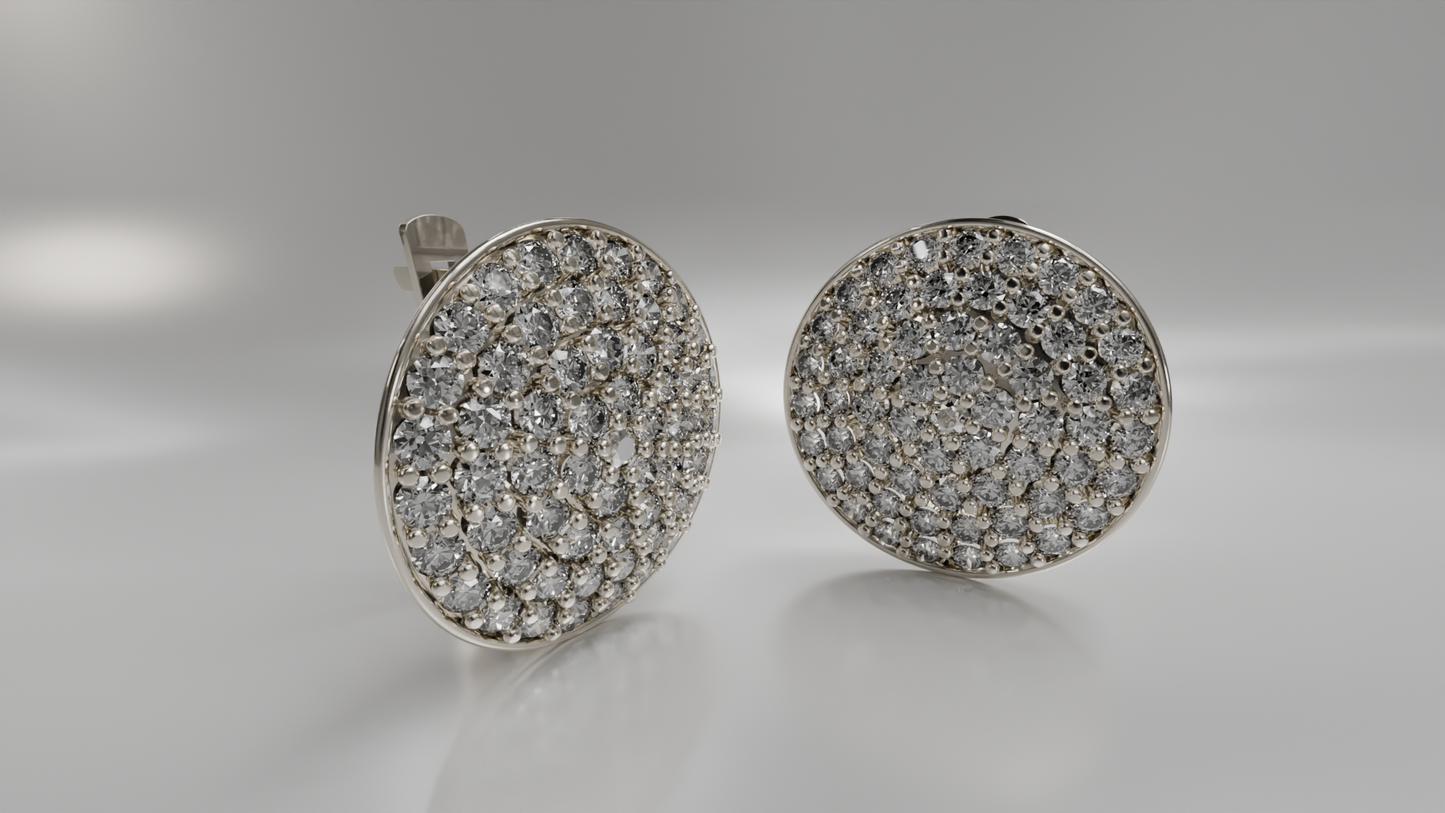 Diamond Pave Button Earrings