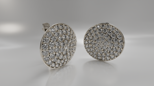 Diamond Pave Button Earrings