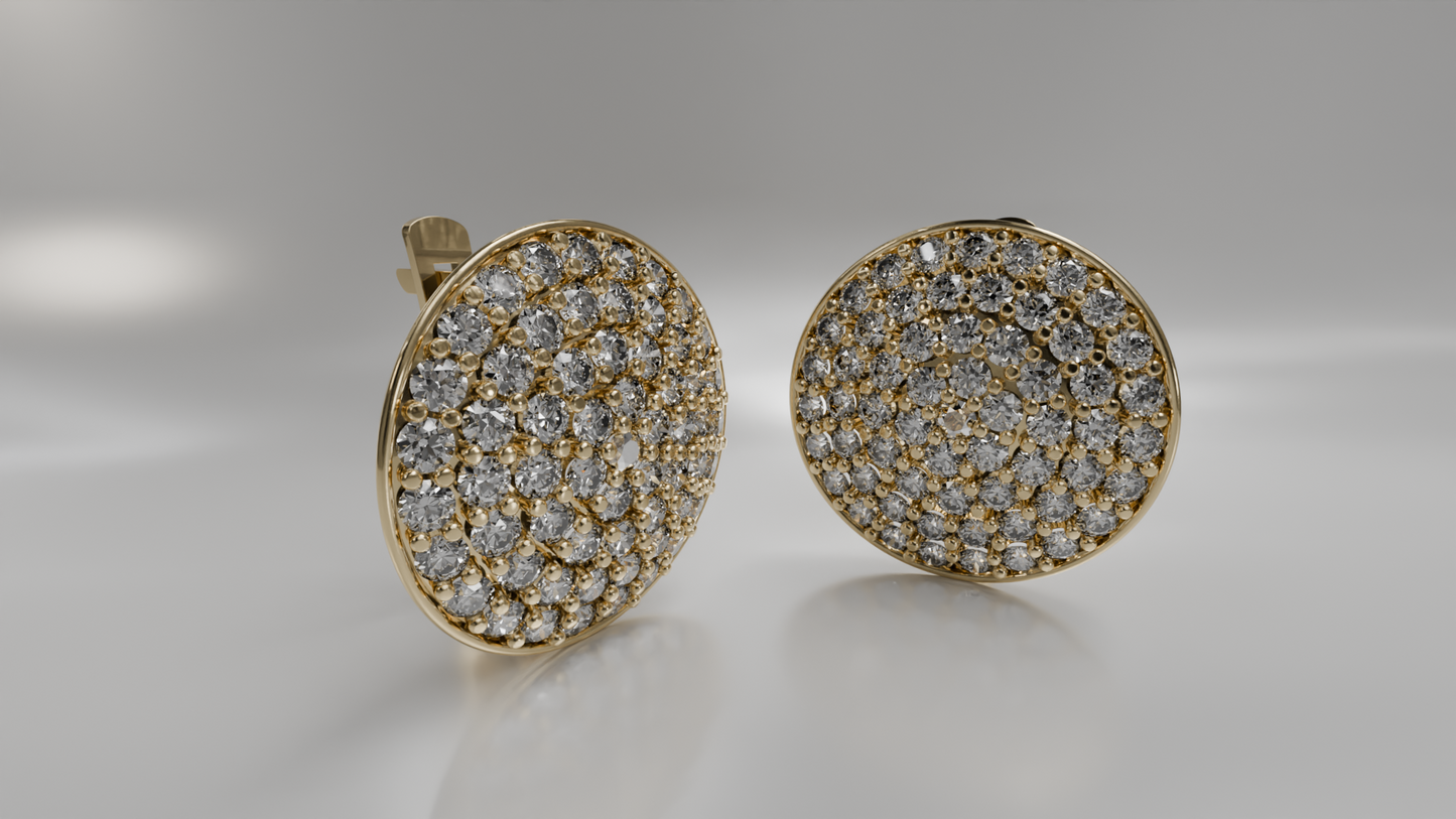 Diamond Pave Button Earrings