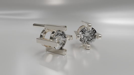 Modern Bezel Set Diamond Stud Earrings