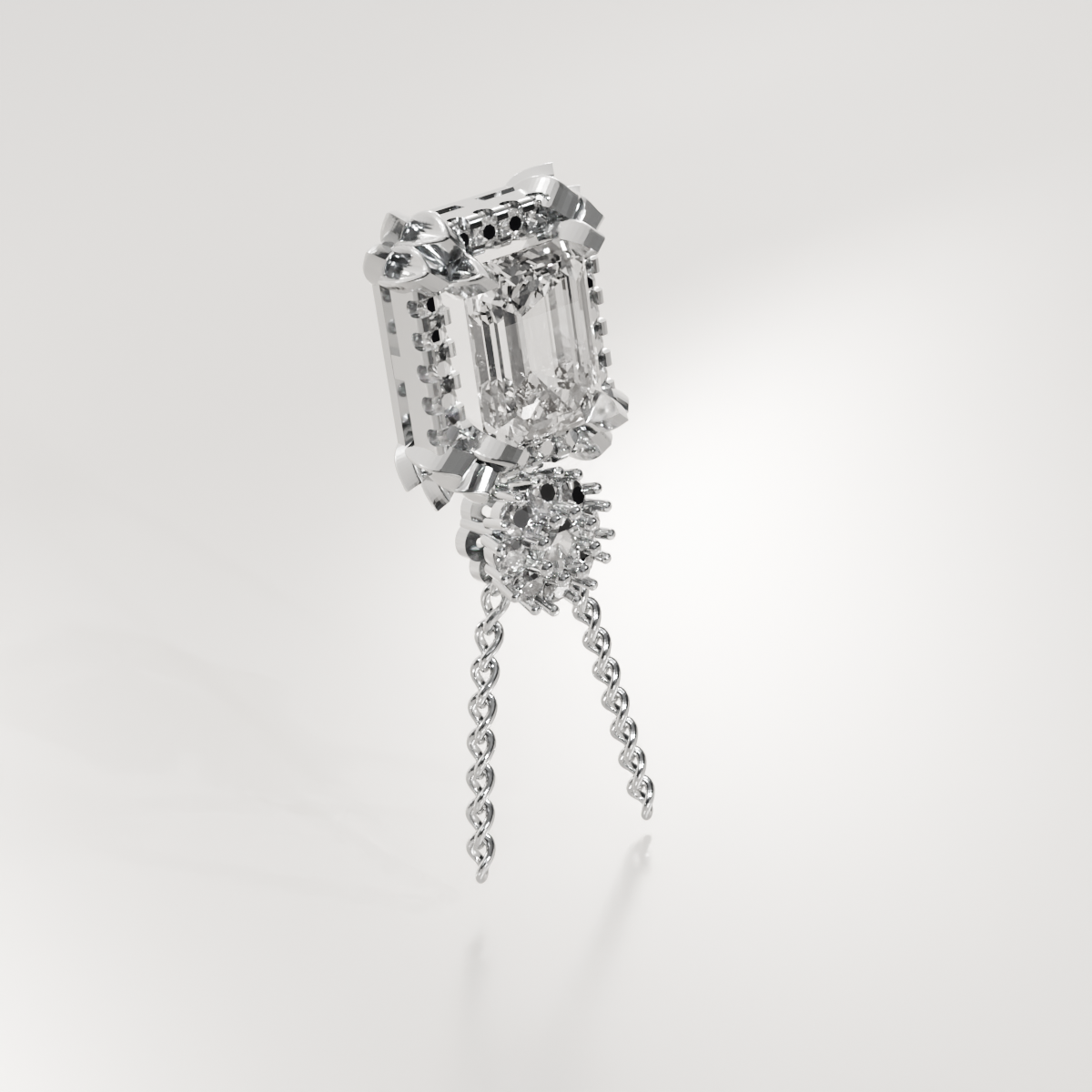 Emerald-Cut Diamond Halo Pendant - Milgrain Frame - 2.79 ct - 14K Gold, white left