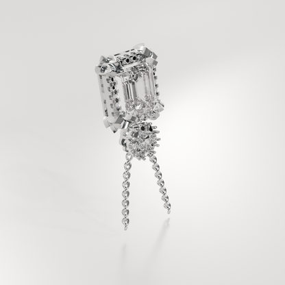 Emerald-Cut Diamond Halo Pendant - Milgrain Frame - 2.79 ct - 14K Gold, white left