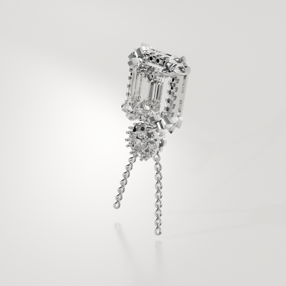 Emerald-Cut Diamond Halo Pendant - Milgrain Frame - 2.79 ct - 14K Gold, white right