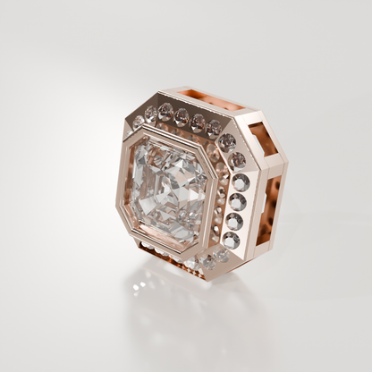 Emerald-Cut Diamond Halo Station Pendant - 2.06 ct - 14K Gold, rose right