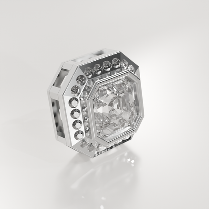 Emerald-Cut Diamond Halo Station Pendant - 2.06 ct - 14K Gold, white left