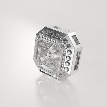 Emerald-Cut Diamond Halo Station Pendant - 2.06 ct - 14K Gold, white right