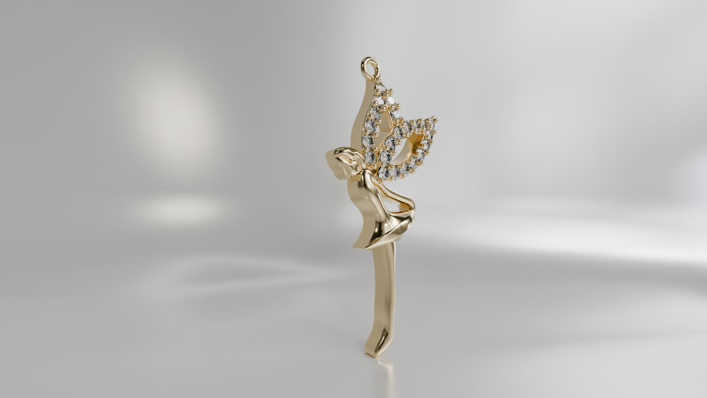 Fairy with Diamond Wings Pendant