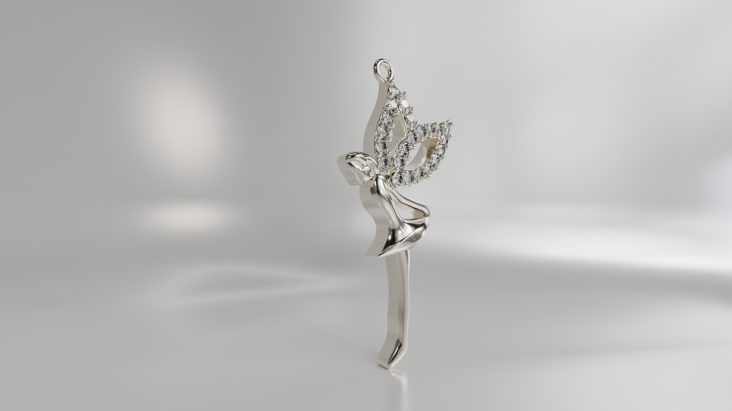 Fairy with Diamond Wings Pendant