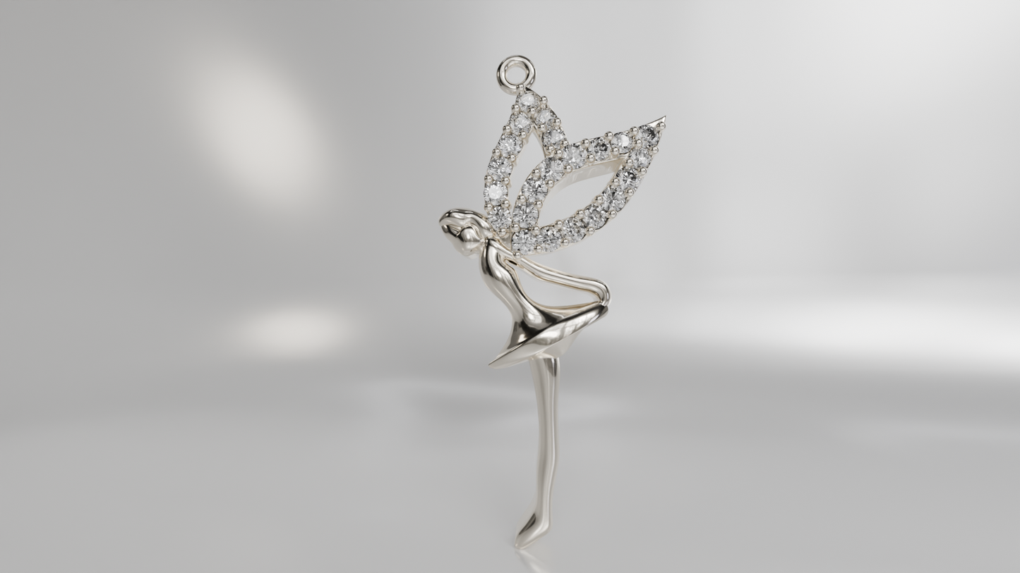 Fairy with Diamond Wings Pendant