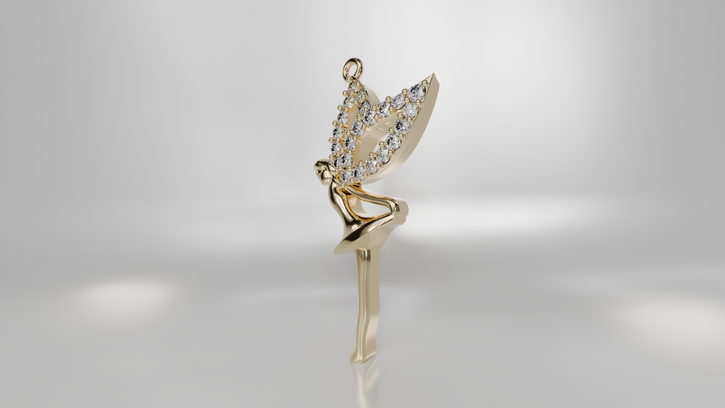 Fairy with Diamond Wings Pendant