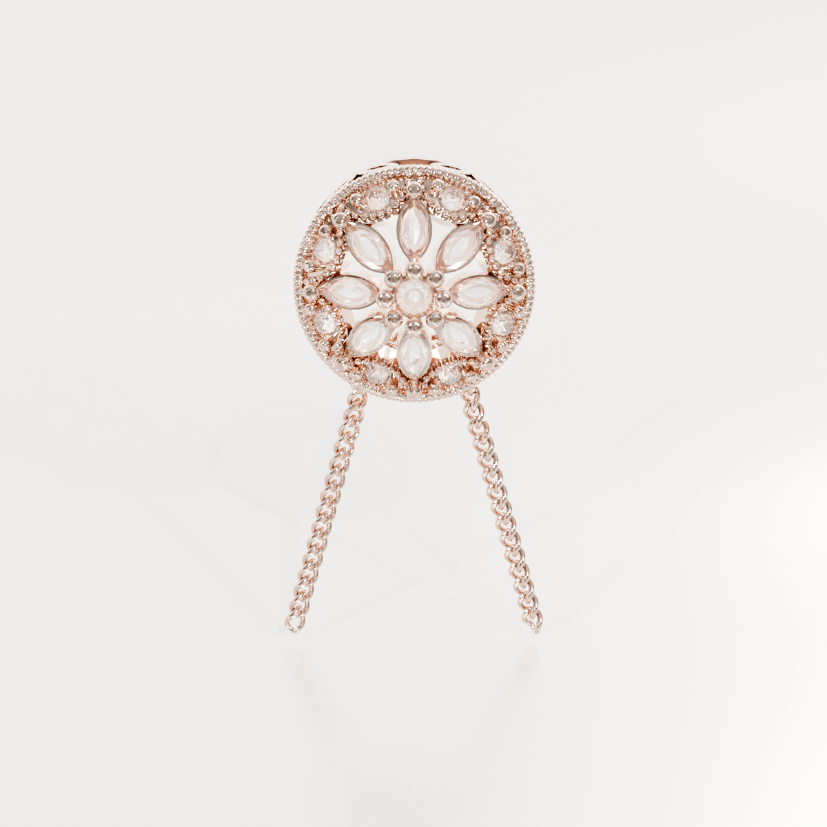 Filigree Diamond Medallion Pendant - 0.29 ct - 14K Gold, rose front