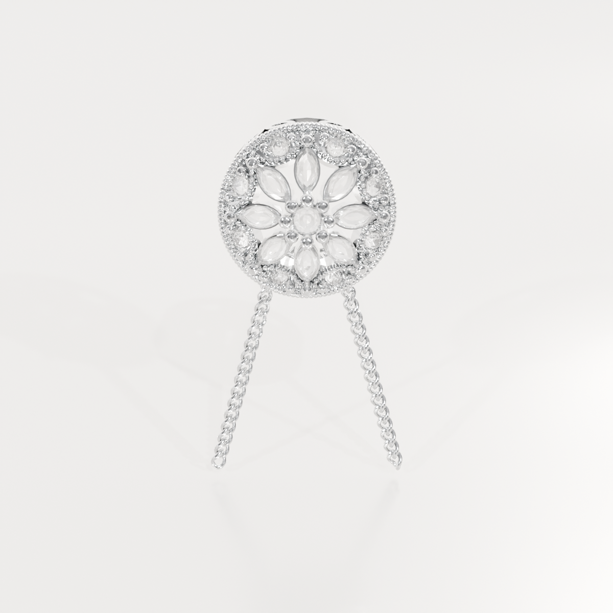 Filigree Diamond Medallion Pendant - 0.29 ct - 14K Gold, white front