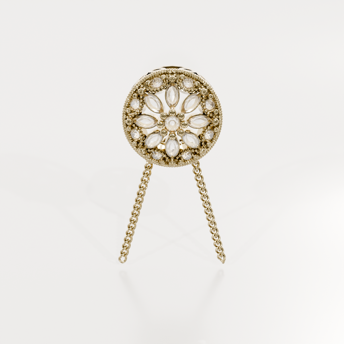 Filigree Diamond Medallion Pendant - 0.29 ct - 14K Gold, yellow front