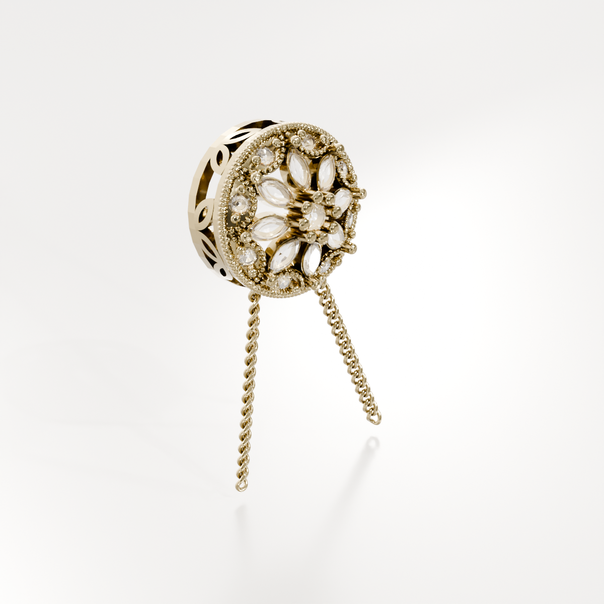 Filigree Diamond Medallion Pendant - 0.29 ct - 14K Gold, yellow left