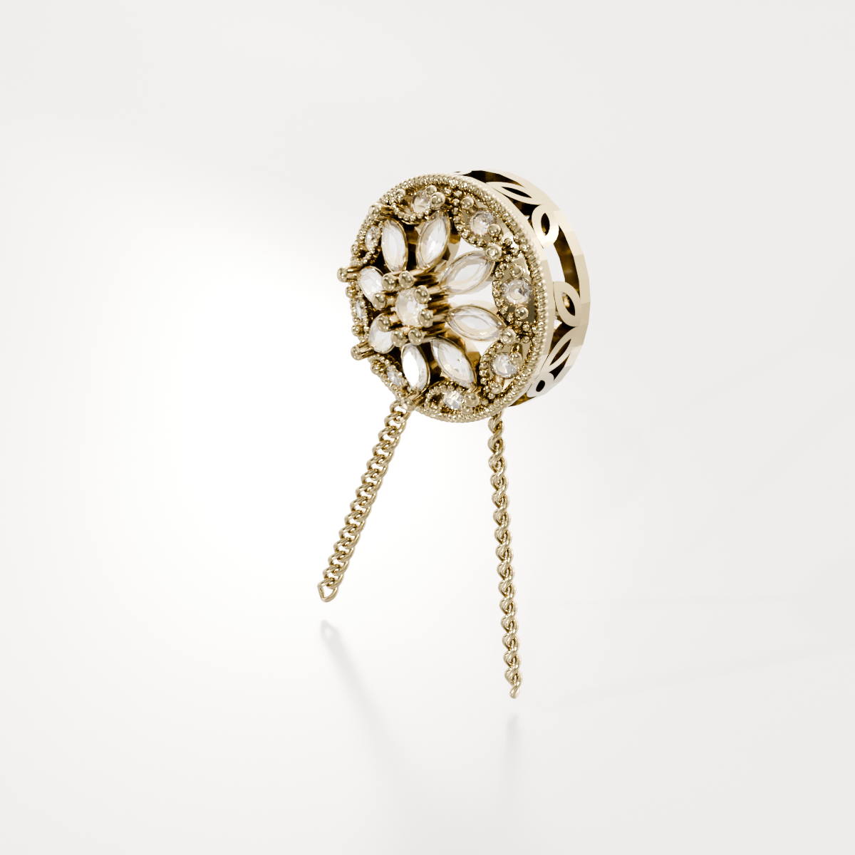 Filigree Diamond Medallion Pendant - 0.29 ct - 14K Gold, yellow right