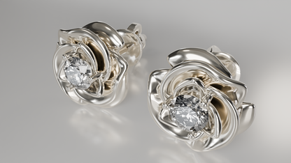 Eternal Bloom: Diamond Rose Stud Earrings