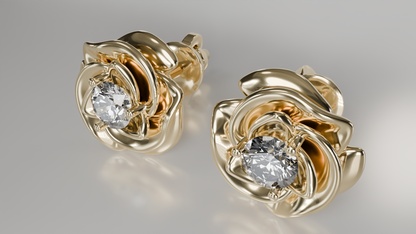 Eternal Bloom: Diamond Rose Stud Earrings