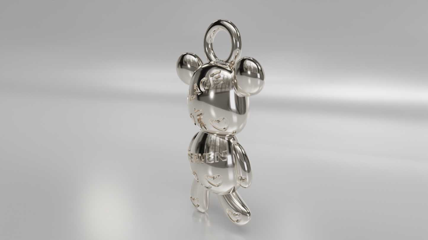 "PLAY HEAVEN" Stylized Bear Pendant in Gold