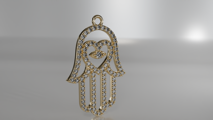Protective Sparkle: Diamond Hamsa Hand Pendant