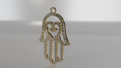 Protective Sparkle: Diamond Hamsa Hand Pendant