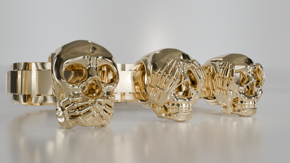 Three Skulls Statement Bracelet