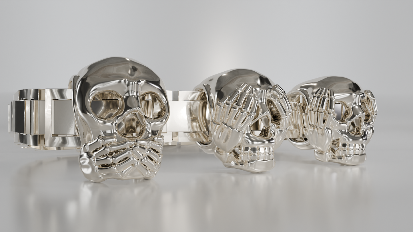 Three Skulls Statement Bracelet