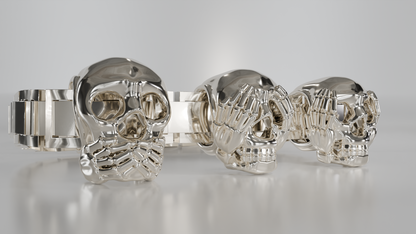Three Skulls Statement Bracelet