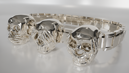 Three Skulls Statement Bracelet