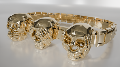 Three Skulls Statement Bracelet