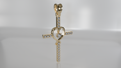 Heartfelt Faith: Diamond Accent Heart Cross Pendant