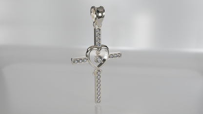 Heartfelt Faith: Diamond Accent Heart Cross Pendant
