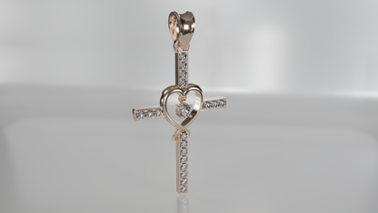 Heartfelt Faith: Diamond Accent Heart Cross Pendant