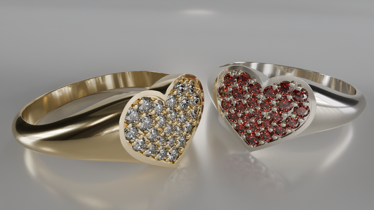 Heart's Desire: Diamond or Gemstone Heart Signet Ring