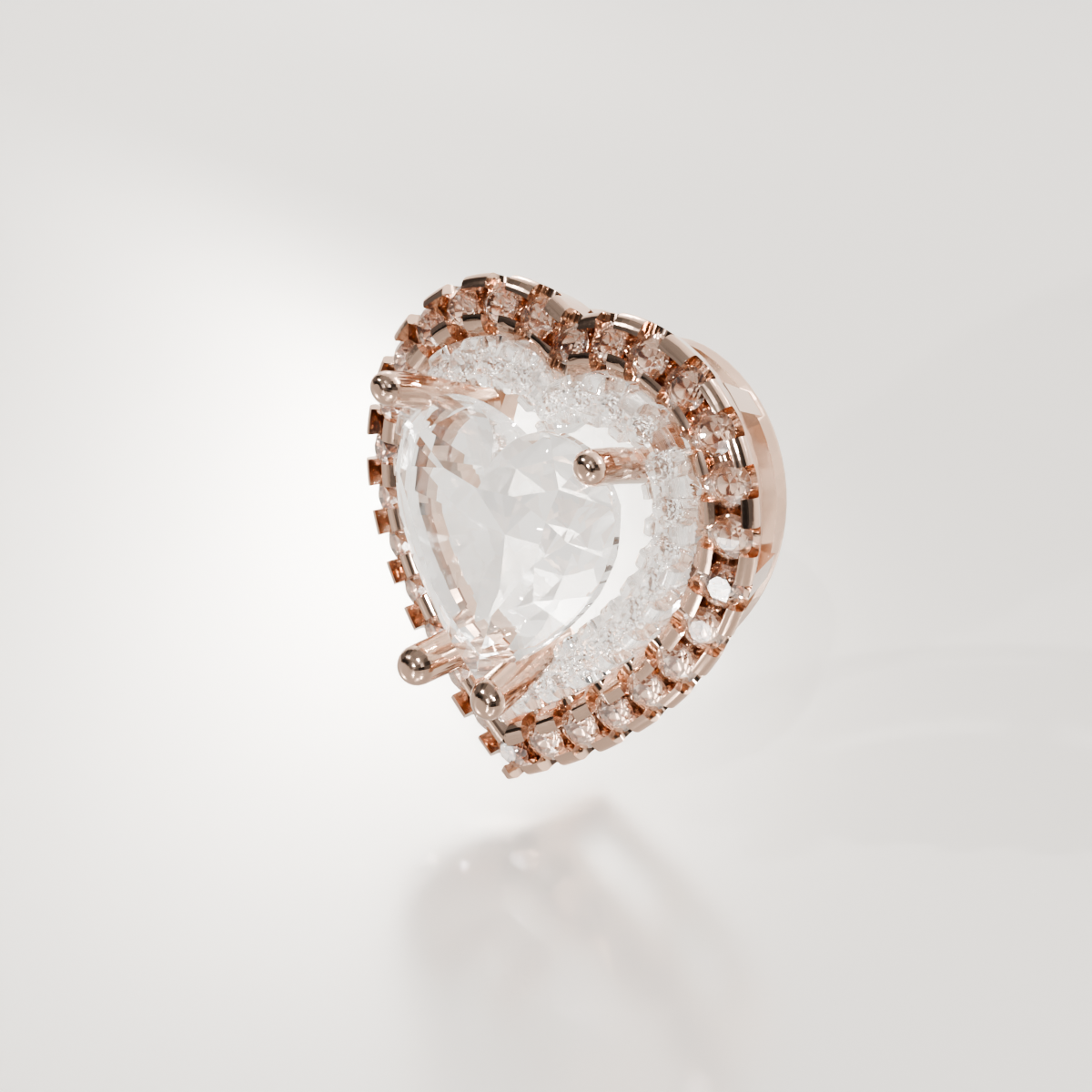 Heart-Cut Diamond Halo Pendant - 3.03 ct - 14K Gold, rose right