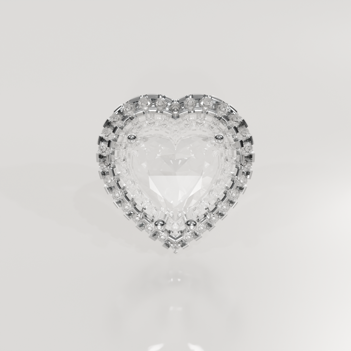 Heart-Cut Diamond Halo Pendant - 3.03 ct - 14K Gold, white front