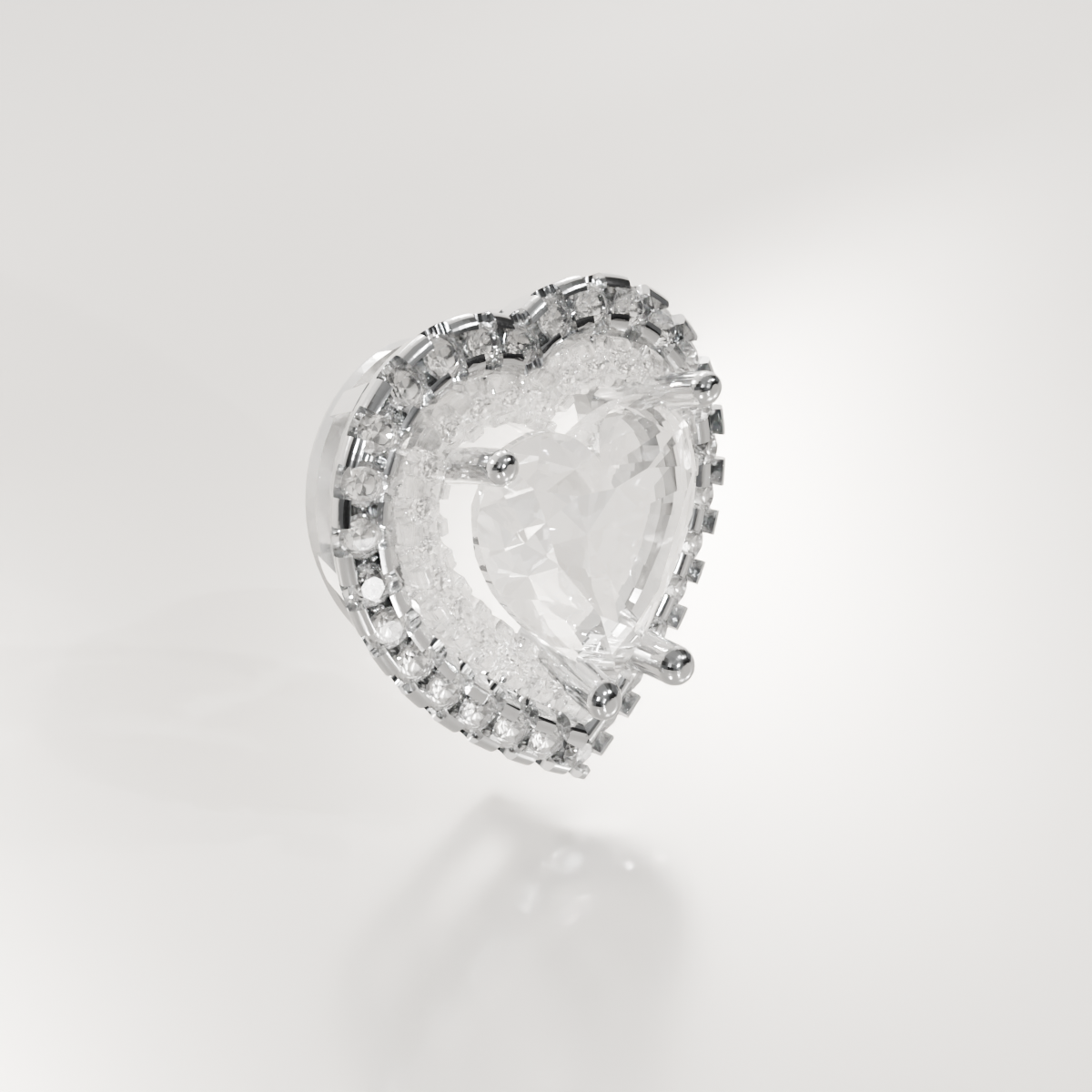 Heart-Cut Diamond Halo Pendant - 3.03 ct - 14K Gold, white left