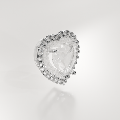 Heart-Cut Diamond Halo Pendant - 3.03 ct - 14K Gold, white left