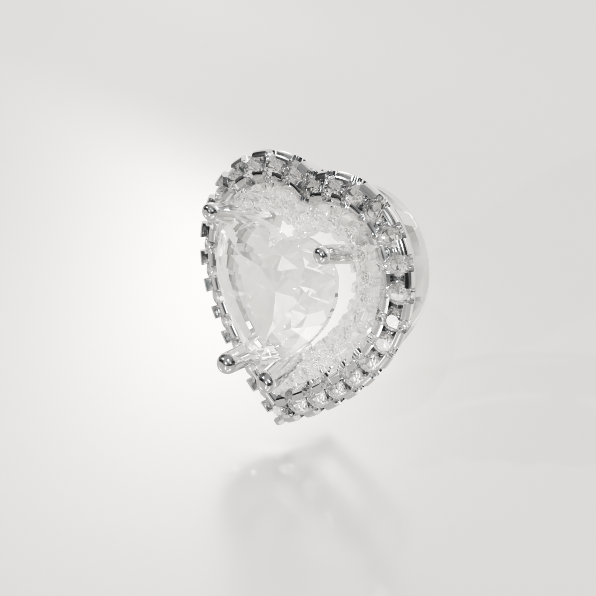 Heart-Cut Diamond Halo Pendant - 3.03 ct - 14K Gold, white right