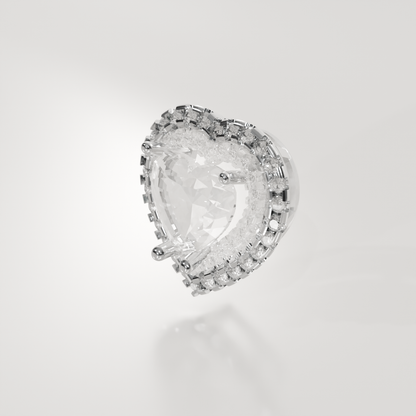 Heart-Cut Diamond Halo Pendant - 3.03 ct - 14K Gold, white right