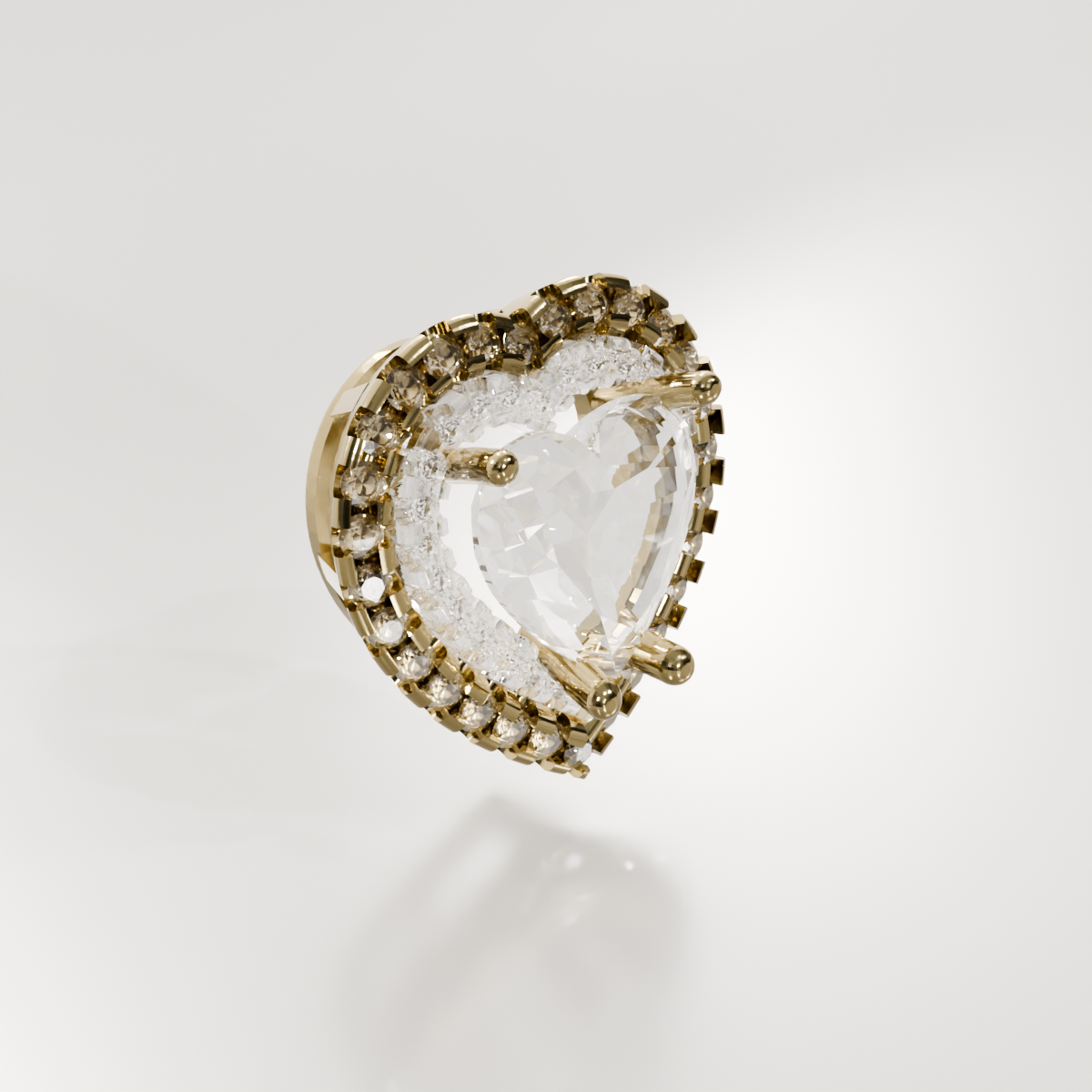 Heart-Cut Diamond Halo Pendant - 3.03 ct - 14K Gold, yellow left